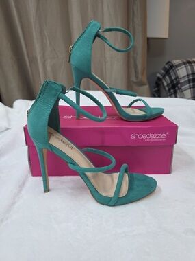 Shoe Dazzle Teal Strappy High Heel Sandals